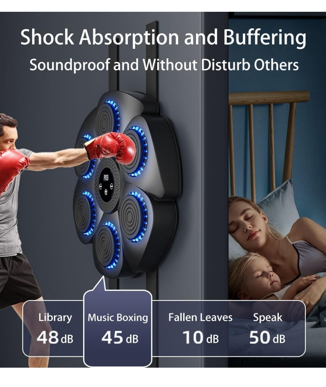 GYHZKA 2024 New Smart Music Boxing Machine,9 Training Modes Led Boxing Machine,Can Play Music