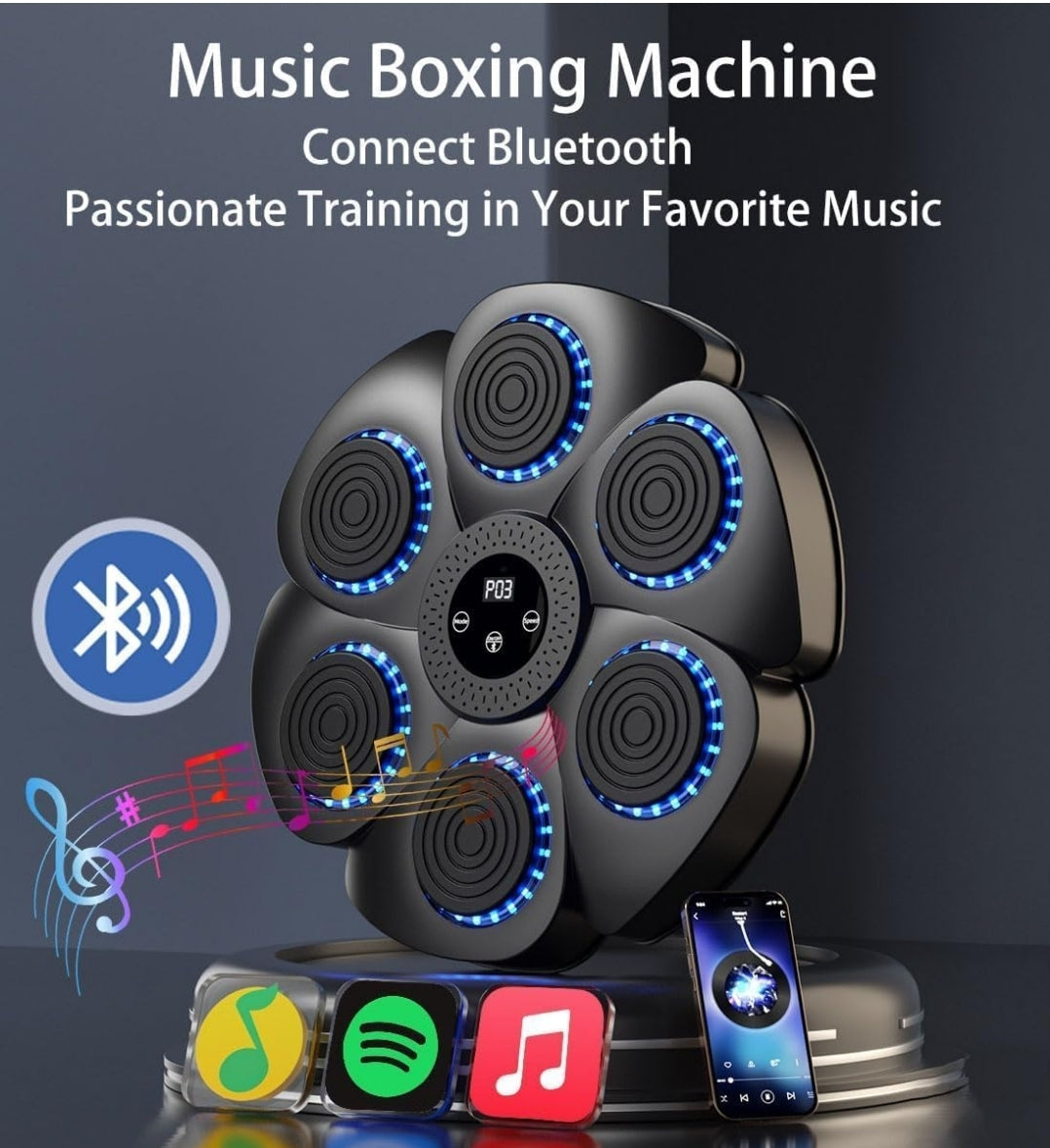 GYHZKA 2024 New Smart Music Boxing Machine,9 Training Modes Led Boxing Machine,Can Play Music