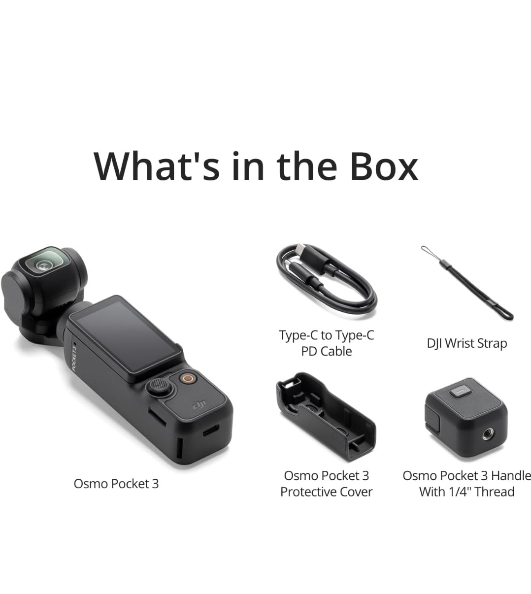 DJI Osmo Pocket 3, Vlogging Camera with 1'' CMOS & 4K/120fps Video, 3-Axis Stabilization, Fast Focusing, Face/Object Tracking, 2" Rotatable Touchscreen, Small Video Camera for Photography, YouTube